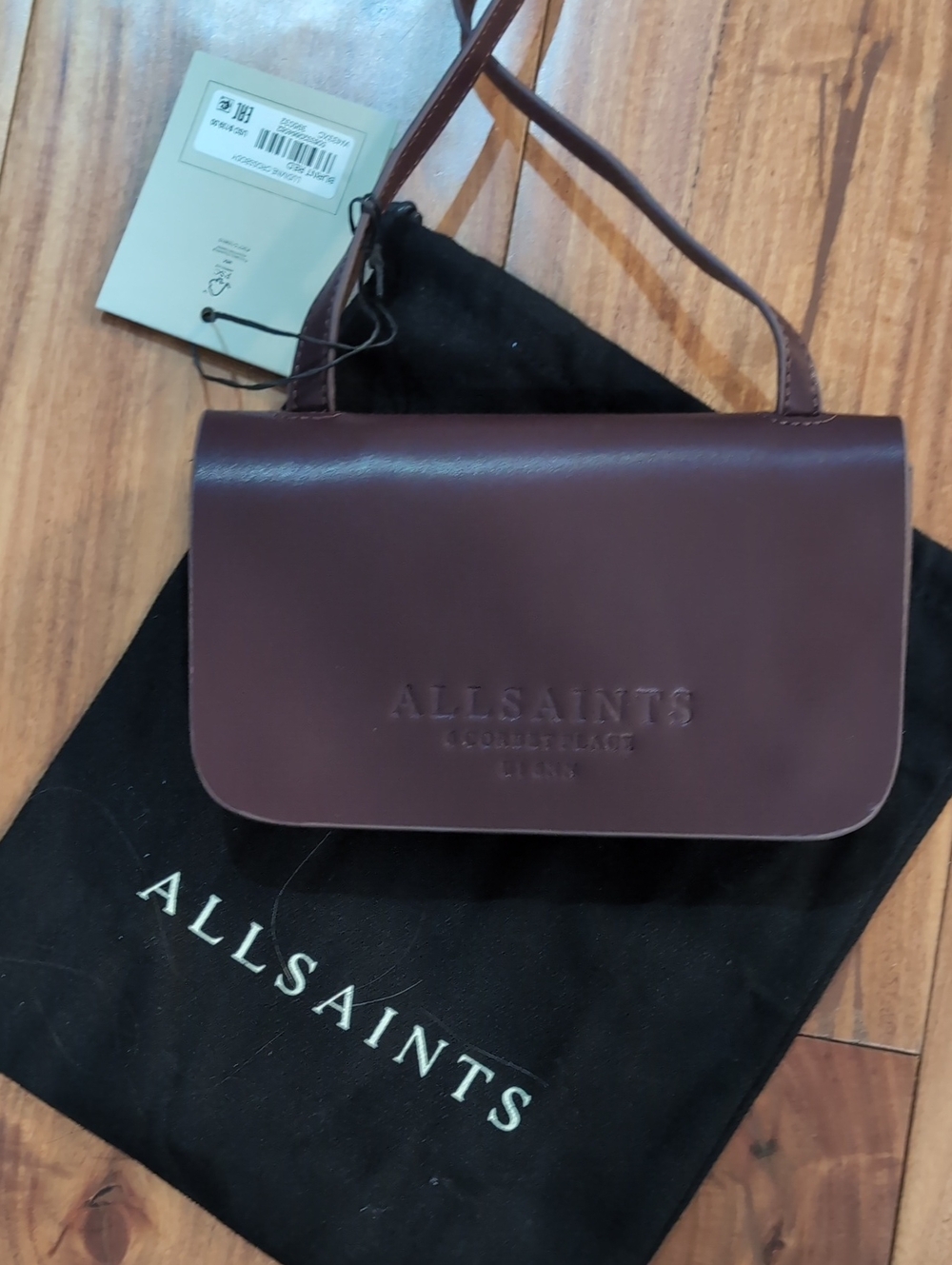 All Saints Ludivone 12 Card Slot Zip Compartment Leather Bag & Dust Bag Nwt ❤️